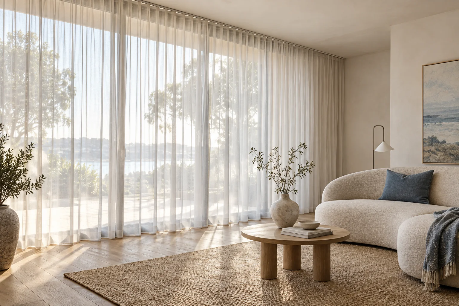 Sheer curtains filtering natural light
