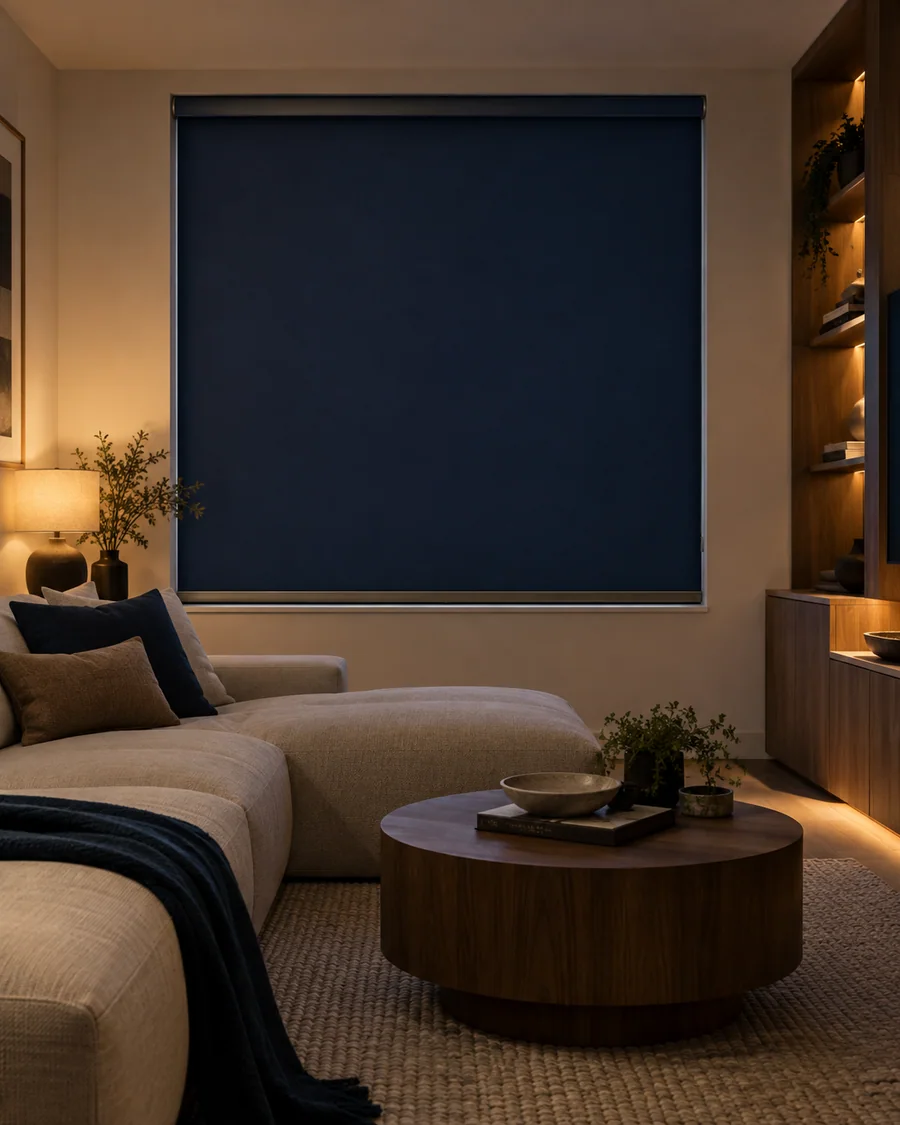 Blockout roller blinds in a contemporary interior