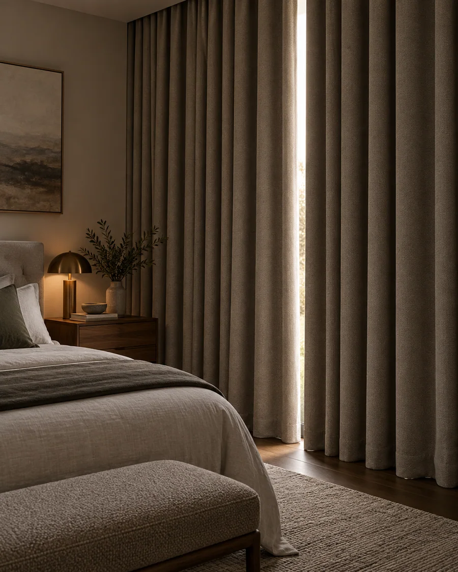 Blockout drapes in a contemporary interior