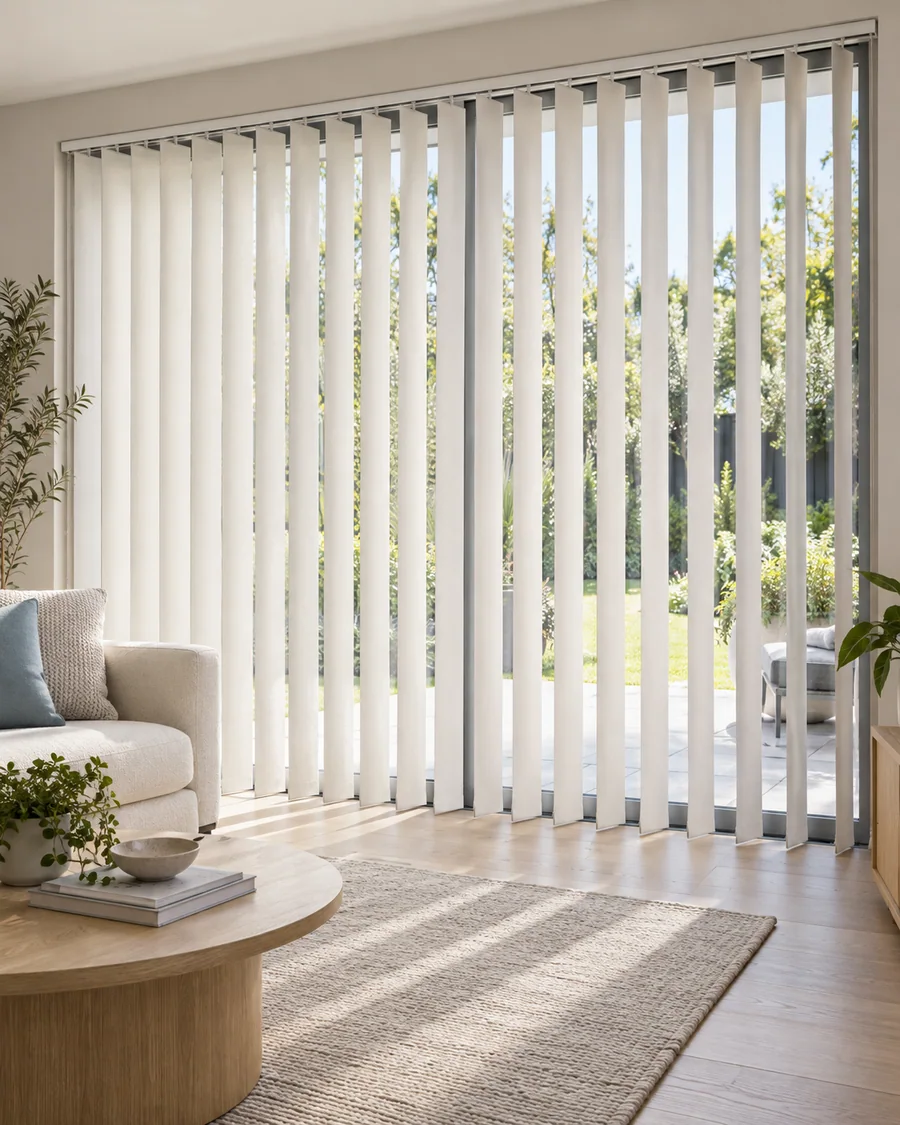 Vertical blinds in a contemporary interior